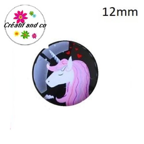 X2 cabochons licorne 12mm