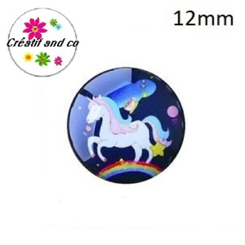 X2 cabochons licorne 12mm