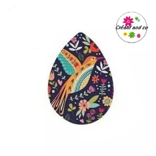 Cabochon goutte oiseau 18x25mm