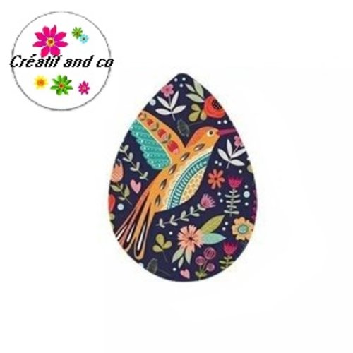 Cabochon goutte oiseau 18x25mm