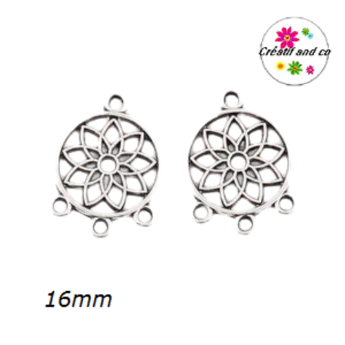 X2 connecteurs attrape rêve argentés 16mm