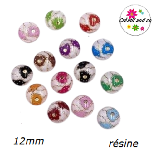 X2 cabochons motif fleur résine 12mm