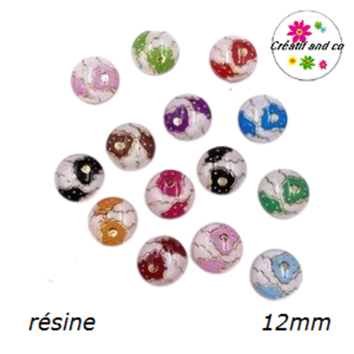 X2 cabochons motif fleur résine 12mm