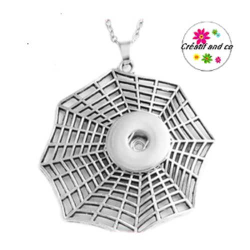 Collier pendentif grande toile d'araignée pour bouton pression