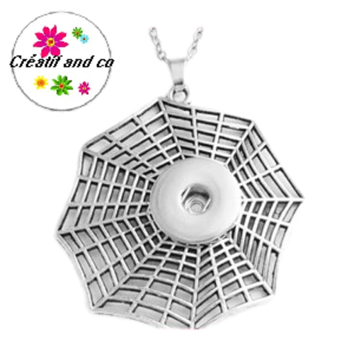 Collier pendentif grande toile d'araignée pour bouton pression