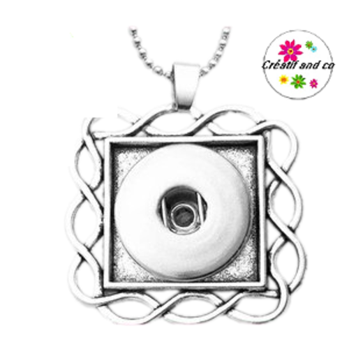 Collier pendentif carré pour bouton pression