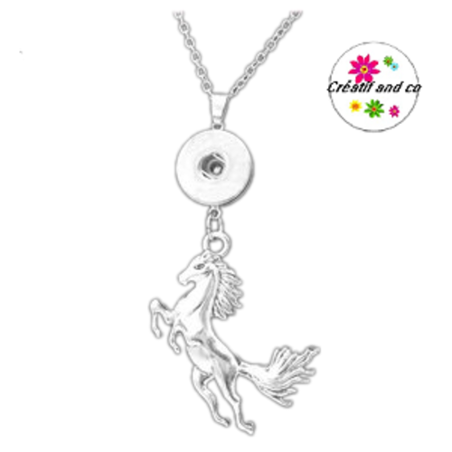 Collier pendentif cheval pour bouton pression