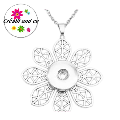 Collier pendentif fleur pour bouton pression