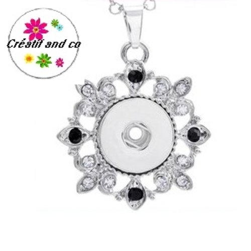 Collier pendentif strassé pour bouton pression