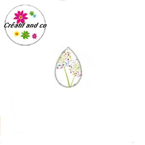 X2 cabochons gouttes pissenlit 13x18mm