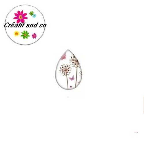 X2 cabochons pissenlit forme goutte 13x18mm