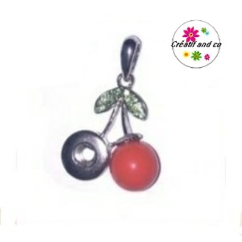 Pendentif cerise pour bouton pression de 12mm