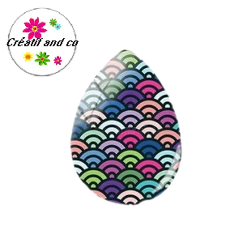 Cabochon goutte écaille colorée 18x25mm