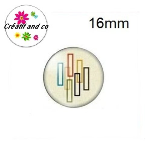 X2 cabochons graphique géomètrique 16mm