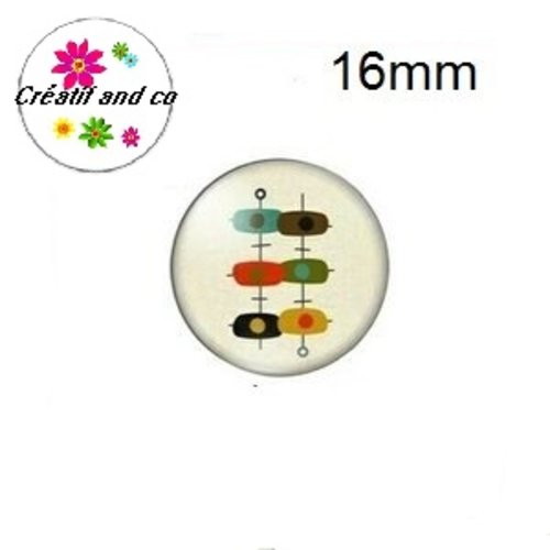 X2 cabochons graphique géomètrique 16mm