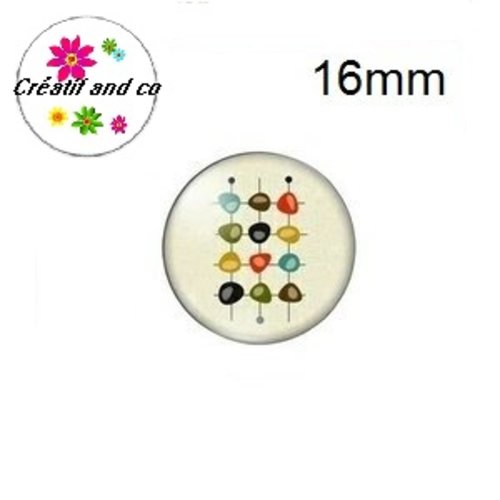 X2 cabochons graphique géomètrique 16mm