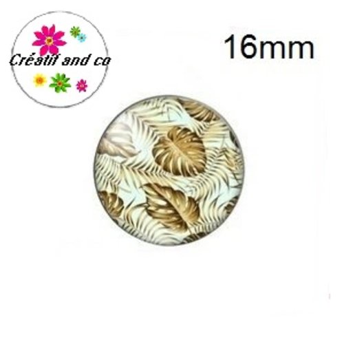 X2 cabochons motif feuille 16mm