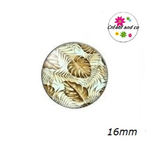 X2 cabochons motif feuille 16mm