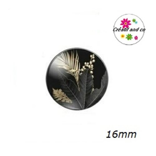 X2 cabochons motif feuille 16mm