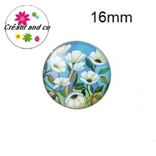 X2 cabochons fleuris 16mm