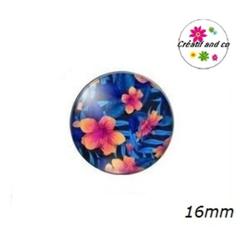 X2 cabochons fleur d'amaryllis 16mm