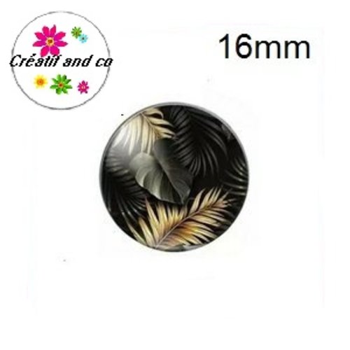 X2 cabochons feuilles tropicales dorées 16mm