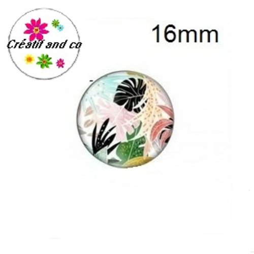 X2 cabochons feuilles tropicales 16mm