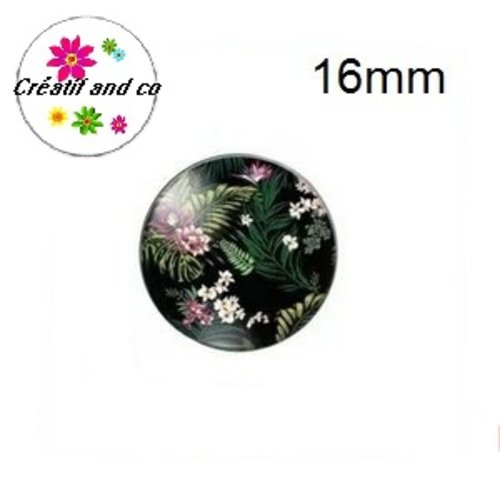 X2 cabochons feuilles tropicales 16mm