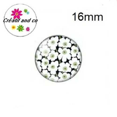 X2 cabochons fleuris 16mm