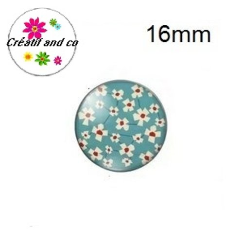 X2 cabochons fleuris 16mm