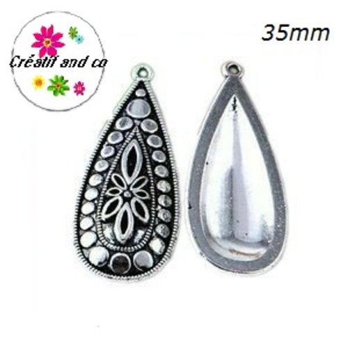 Breloque/pendentif argent tibétain 35mm