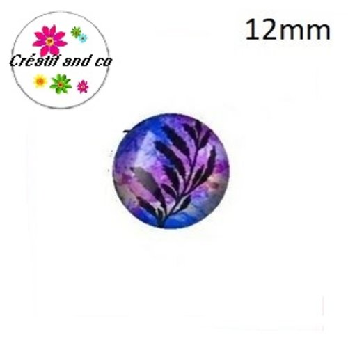X2 cabochons motif feuille 12mm
