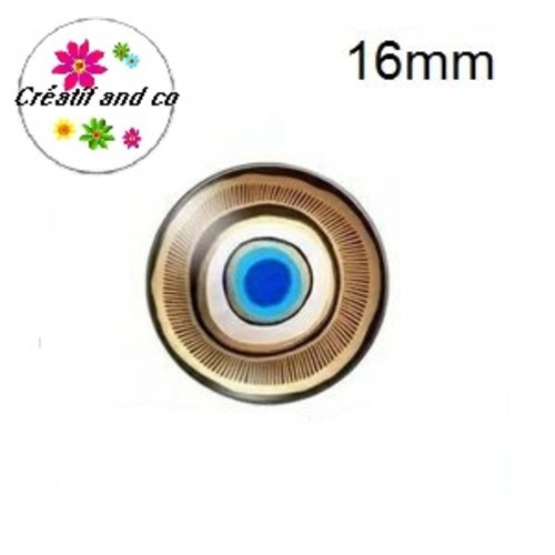 X2 cabochons oeil bleu porte bonheur 16mm