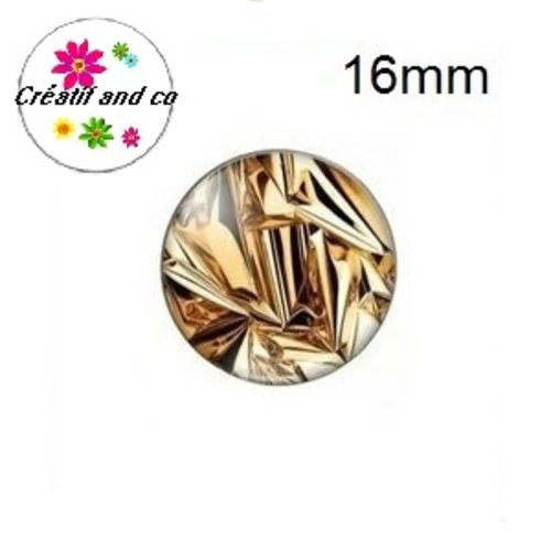 X2 cabochons feuille d'or 16mm