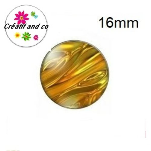 X2 cabochons feuille d'or 16mm