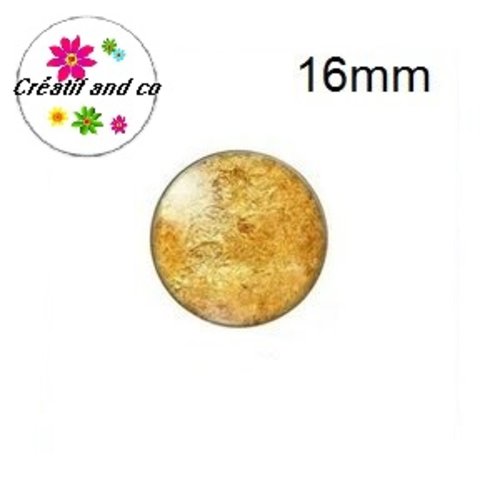 X2 cabochons feuille d'or 16mm