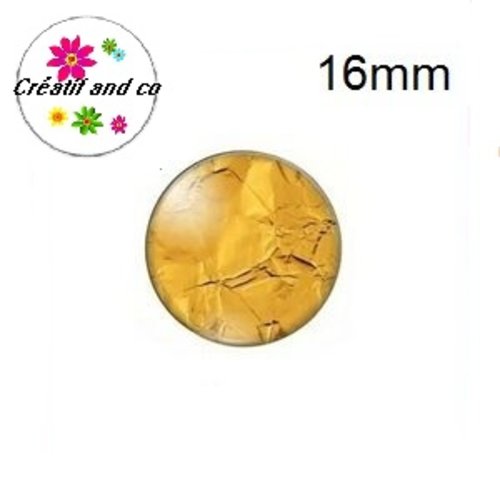 X2 cabochons feuille d'or 16mm