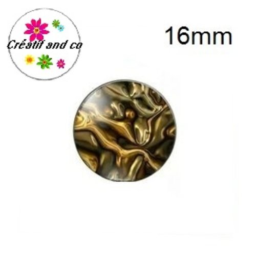 X2 cabochons feuille d'or 16mm
