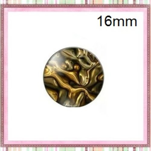 X2 cabochons feuille d'or 16mm