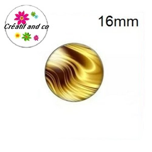X2 cabochons feuille d'or 16mm