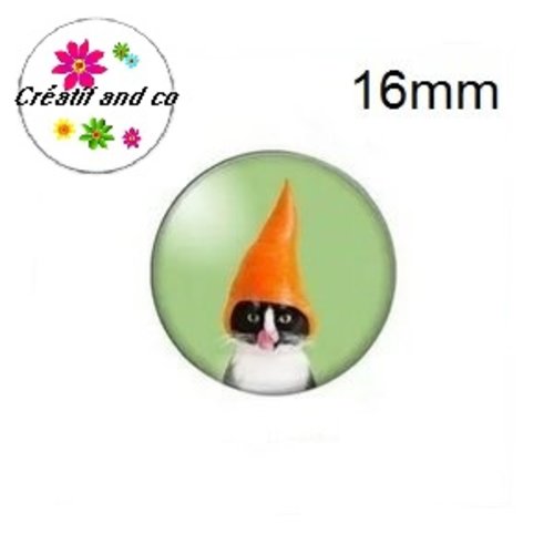 X2 cabochons chat humoristique 16mm