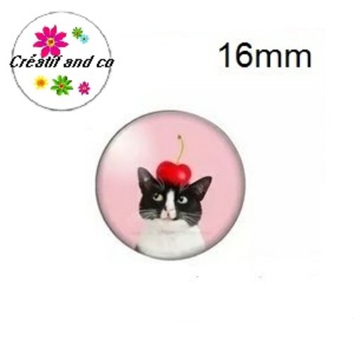 X2 cabochons chat humoristique 16mm