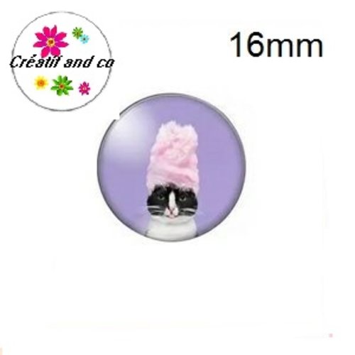 X2 cabochons chat humoristique 16mm