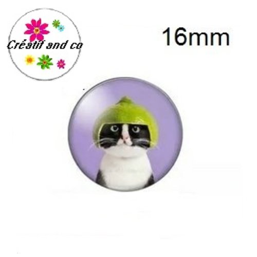 X2 cabochons chat humoristique 16mm