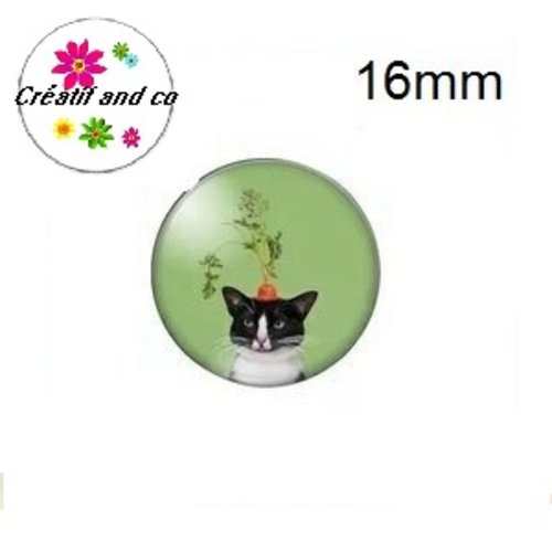 X2 cabochons chat humoristique 16mm
