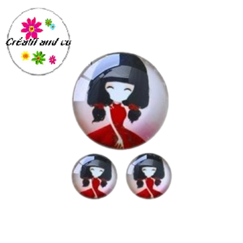Lot cabochon petite fille 25mm et 2 cabochons 12mm