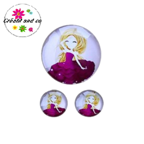 Lot cabochon petite fille 25mm et 2 cabochons 12mm