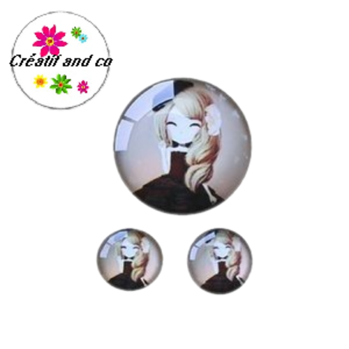 Lot cabochon petite fille 25mm et 2 cabochons 12mm