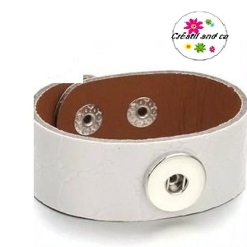 Bracelet simili cuir blanc pour bouton pression