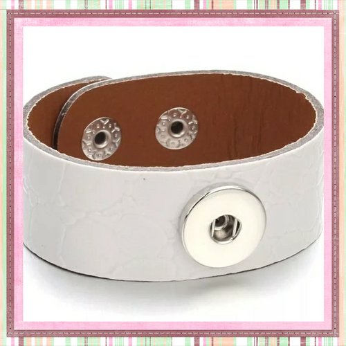 Bracelet simili cuir blanc pour bouton pression